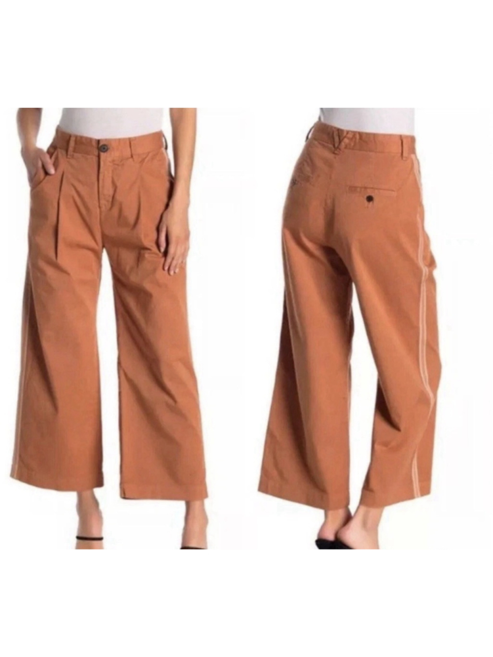 Veronica Beard Ryder Pants Women Size 27/4 In Clay Wide Leg 11” Pleat Front